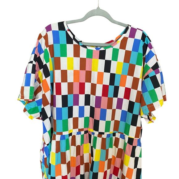 Target Pride Collection Multicolor Geometric Checker Print Cotton Dress 3X artsy - Picture 3 of 7